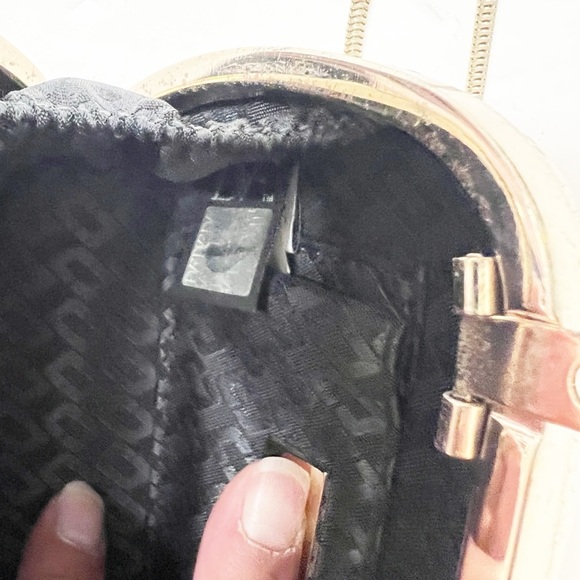 Diane Von Furstenberg Womens Metallic Gold Snakeskin Evil Eye Minaudiere Clutch - Picture 8 of 10